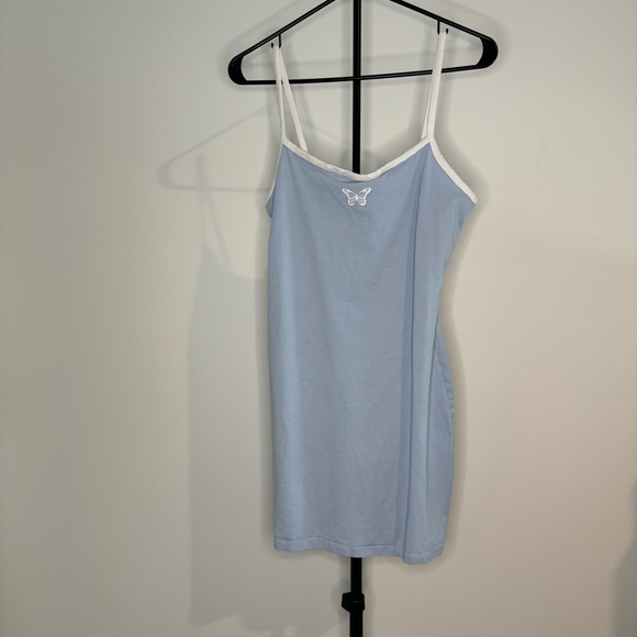 H&M | Butterfly Mini Dress | Light Blue | Size M | NWOT - Picture 1 of 6